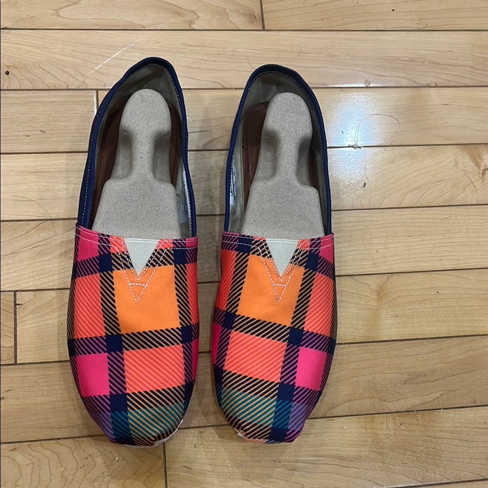 Vibrant Orange and Pink Slip-On Loafers